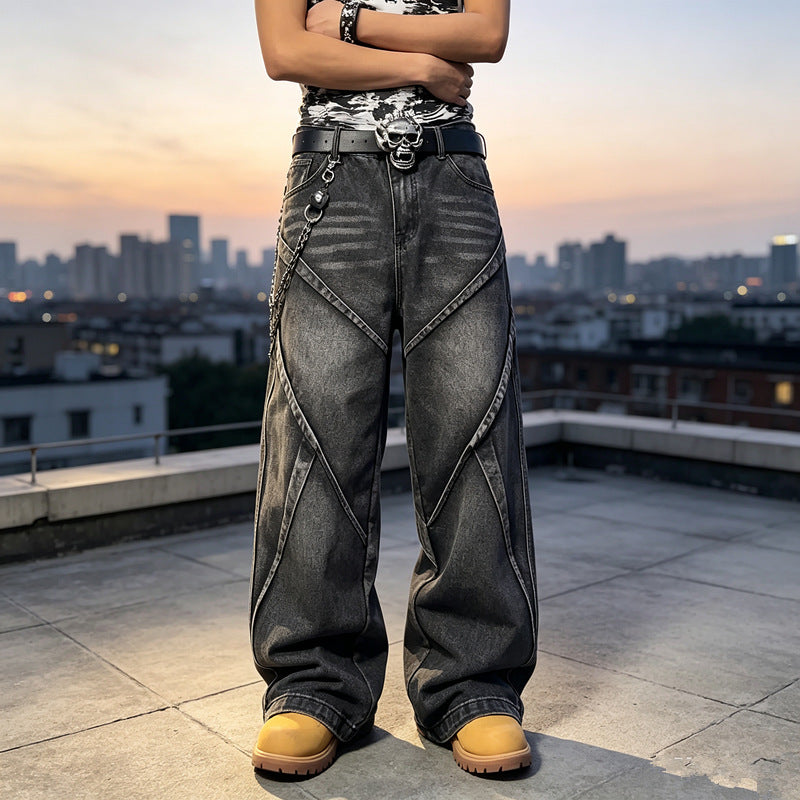 Damen Modische Baggy-Jeans mit einzigartigen Nähte Shop Nory