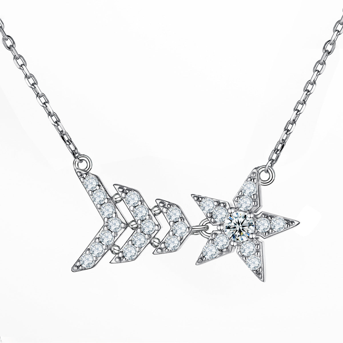 Damen Halskette mit kunstvollem Stern-Design und funkelnden Kristallen Shop Nory