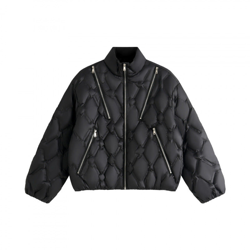 Unisex Kurz geschnittene Steppjacke im Boxy-Schnitt mit Diamantsteppung und schrägen Reißverschlusstaschen Shop Nory