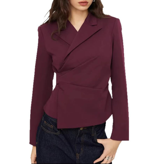 Damen Taillierter Wickel-Blazer mit drapierter Peplum-Silhouette Shop Nory