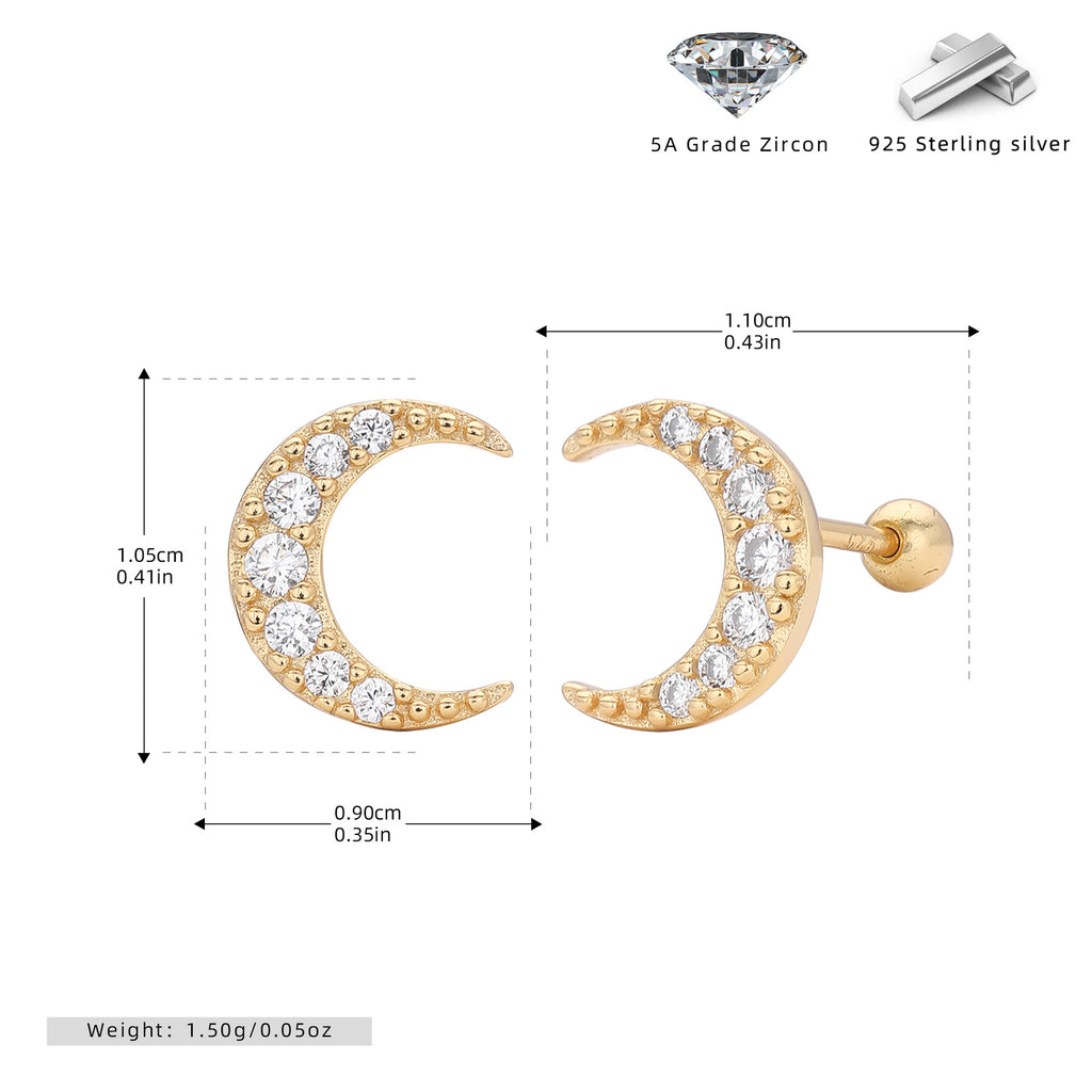 Damen Ohrstecker im eleganten Mondsichel-Design mit funkelnden Zirkon-Akzenten Shop Nory