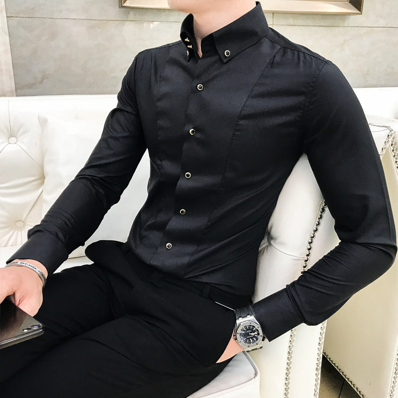 Herren Elegantes Langarmhemd mit feinen Knopfdetails