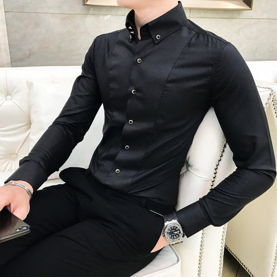 Herren Elegantes Langarmhemd mit feinen Knopfdetails