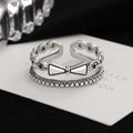 Damen Offener Ring mit eleganten Schleifen- und Kettendesign Shop Nory