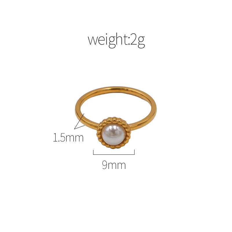 Damen Zarter Perlenring mit edler Goldverzierung Shop Nory