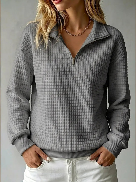 Damen Stepp-Fleece-Pullover mit halbem Reißverschluss und Stehkragen Shop Nory