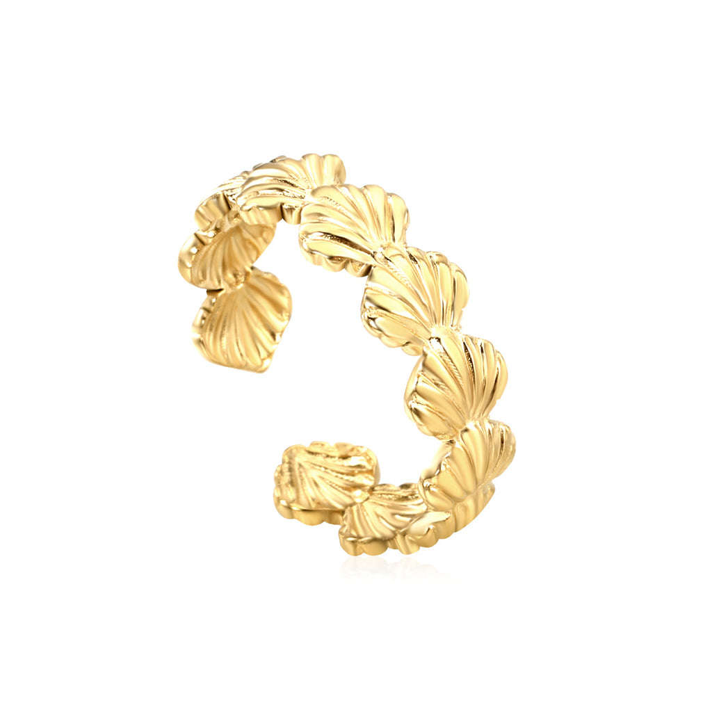 Damen offener Ring mit kunstvollem Muschel-Design und verstellbarem Format Shop Nory