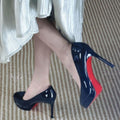 Damen glänzende Stiletto Pumps mit hoher Absatzform