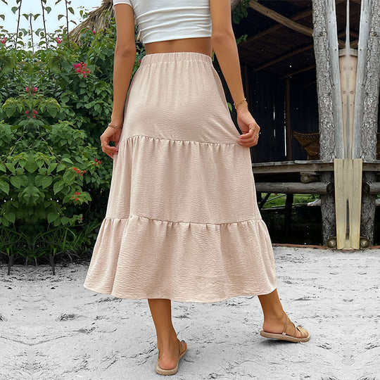 Damen Stufen-Midirock mit durchgehender Knopfleiste und hohem Bund Shop Nory