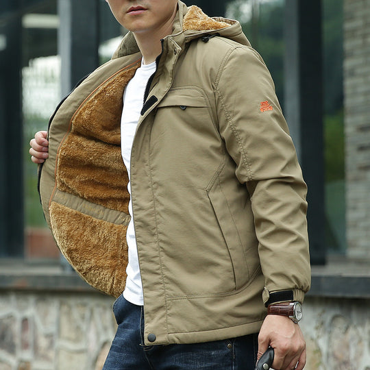 Herren Gefütterter Kapuzenparka mit Teddyfutter und winddichter Canvas‑Optik Shop Nory