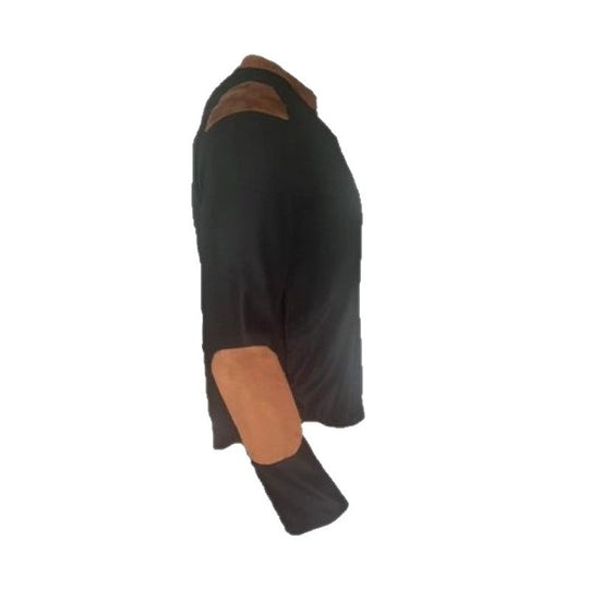 Herren Langärmeliges Shirt mit Struktur und Lederapplikationen Shop Nory