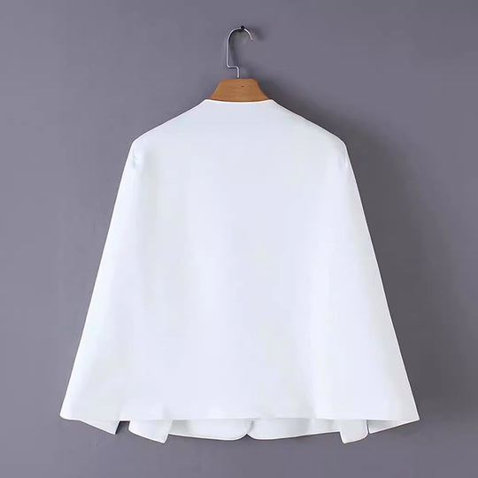 Damen Eleganter Cape‑Blazer mit offenen Ärmelschlitzen und cleanem Fall Shop Nory