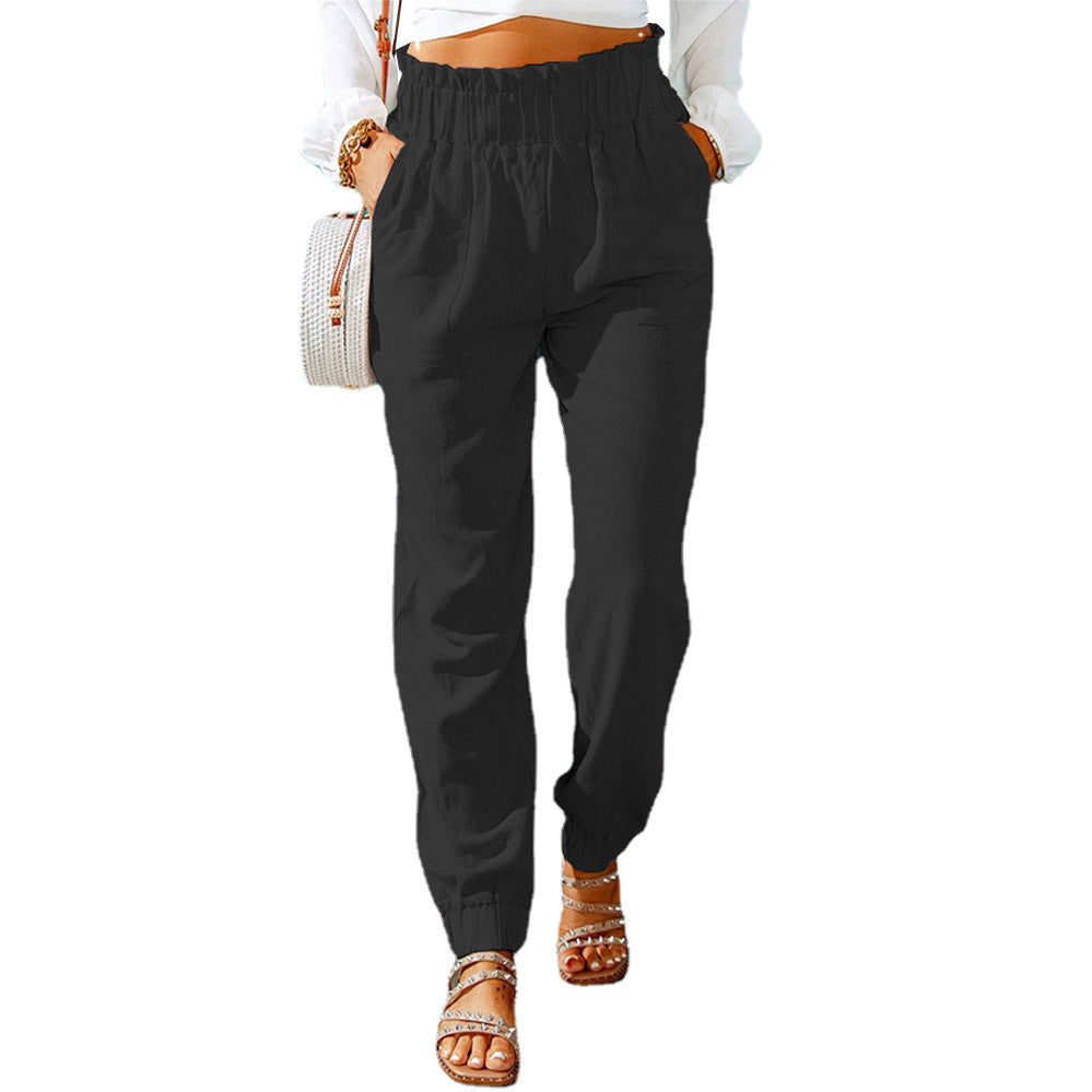 Damen Bequeme und elegante Sommerhose mit elastischem Bund und praktischen Taschen