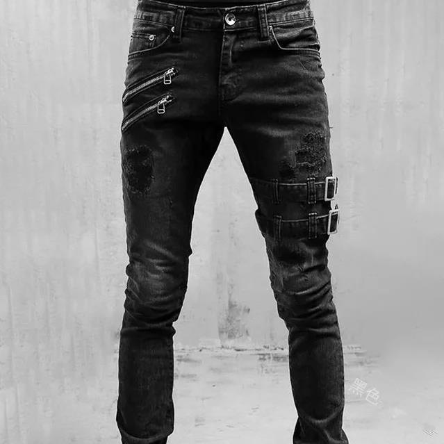 Herren Jeans mit stylischem Reißverschluss und Distressed-Details