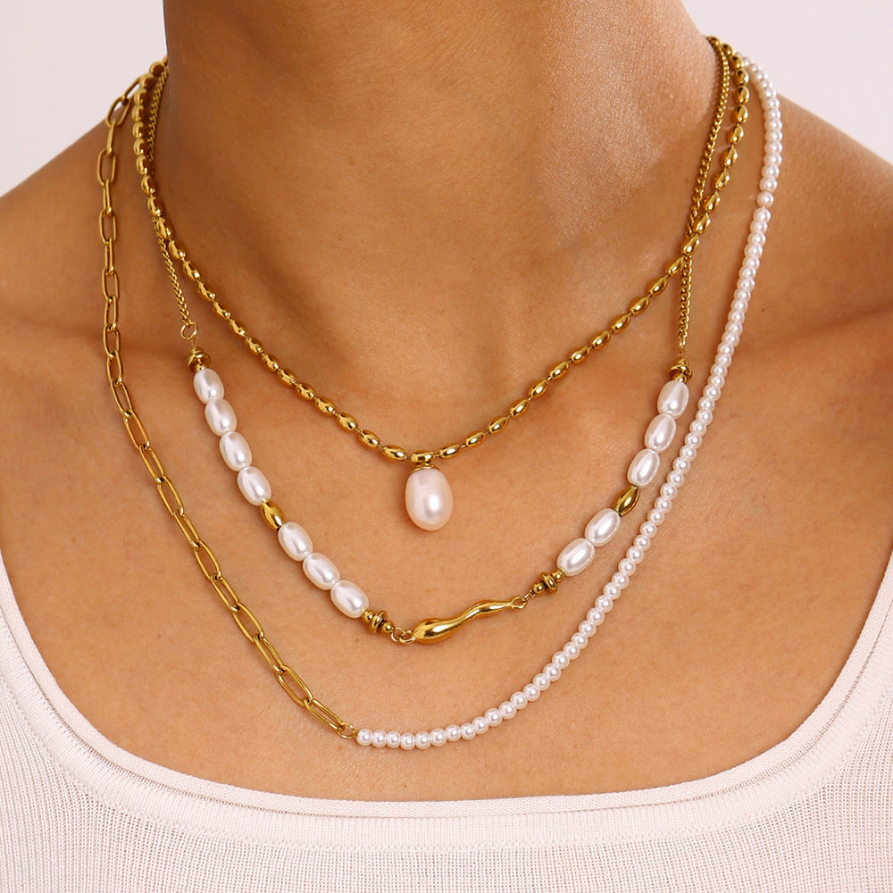Damen Halskette mit feinem Perlenanhänger und hypoallergener Edelstahlverarbeitung Shop Nory