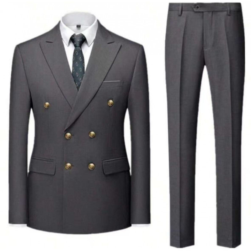 Herren Zweiteiliger Doppelreiher-Anzug mit tailliertem Sakko und schmaler Flachbundhose Shop Nory