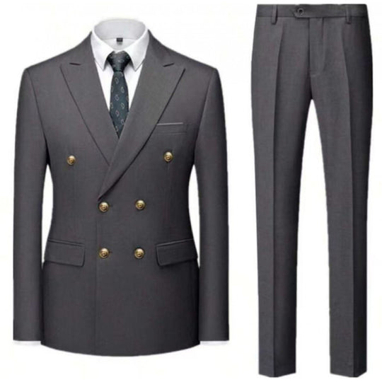 Herren Zweiteiliger Doppelreiher-Anzug mit tailliertem Sakko und schmaler Flachbundhose Shop Nory