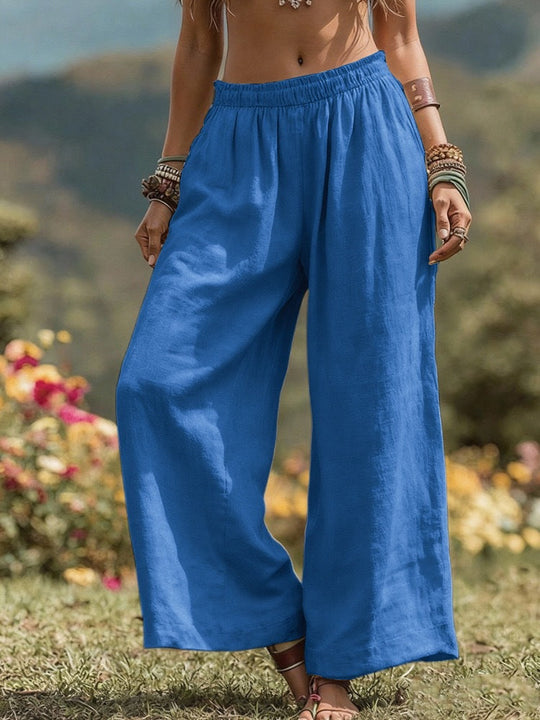 Damen Weit geschnittene Leinenhose