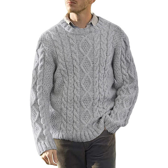 Herren Grobstrickpullover mit klassischem Zopfmuster