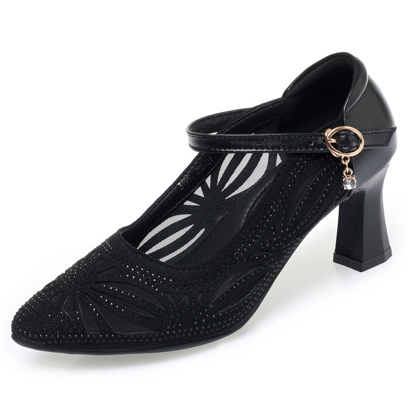 Damen Elegant verziertes Mary Jane Pumps mit Blockabsatz
