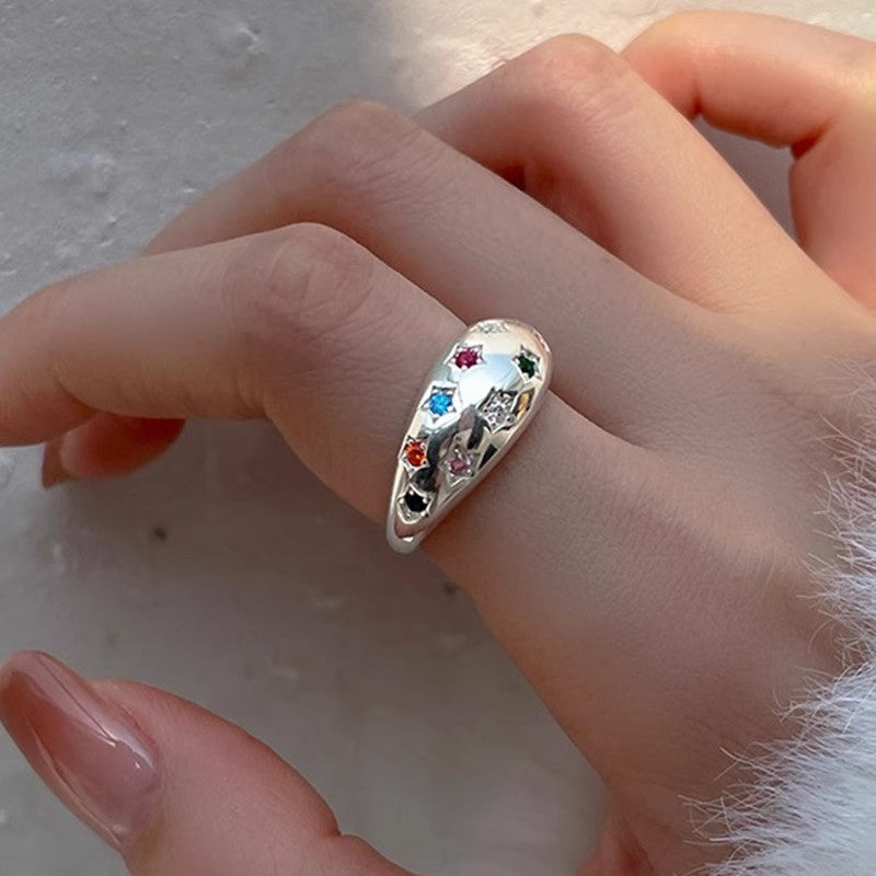Damen Funkelnder Ring mit multicolor Steinen Shop Nory