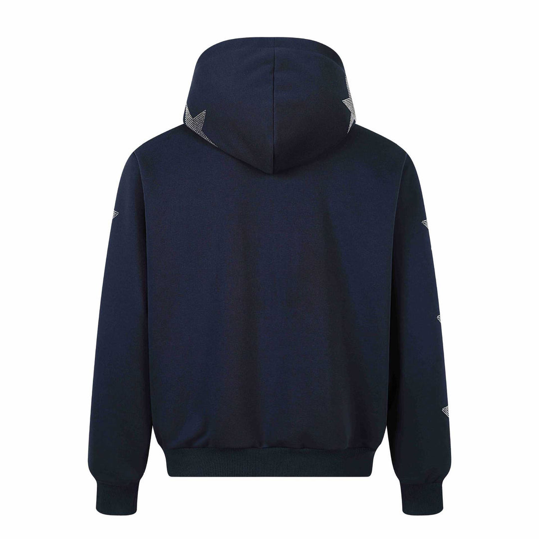 Damen Kapuzenjacke mit Strassstern-Applikationen und durchgehendem Reißverschluss Shop Nory
