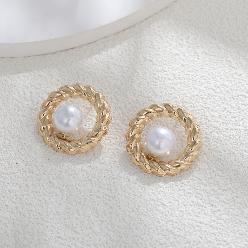 Damen Ohrringe mit herzförmigem Design und künstlicher Perle Shop Nory