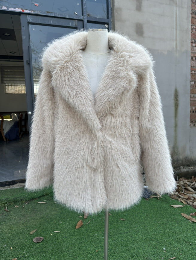Damen Midilanger Kunstpelzmantel mit langfaseriger Shaggy‑Optik und kaschierender A‑Linie Shop Nory