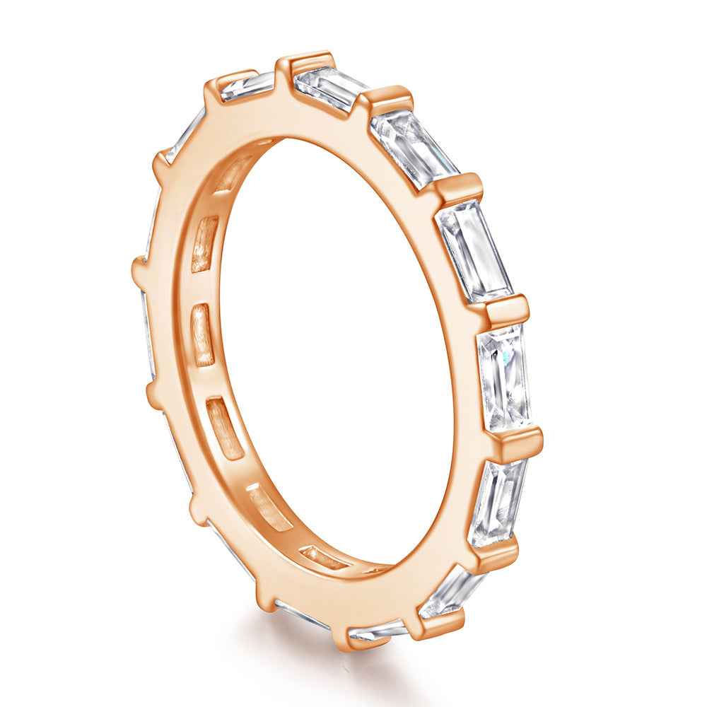 Damen Eternity Ring mit hochwertigem, eckigem Zirkonia-Besatz Shop Nory