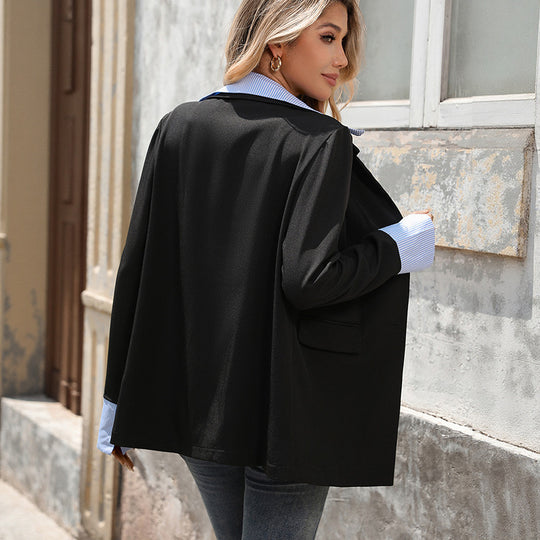 Damen Longline-Blazer mit Umschlagkragen und Pattentaschen Shop Nory