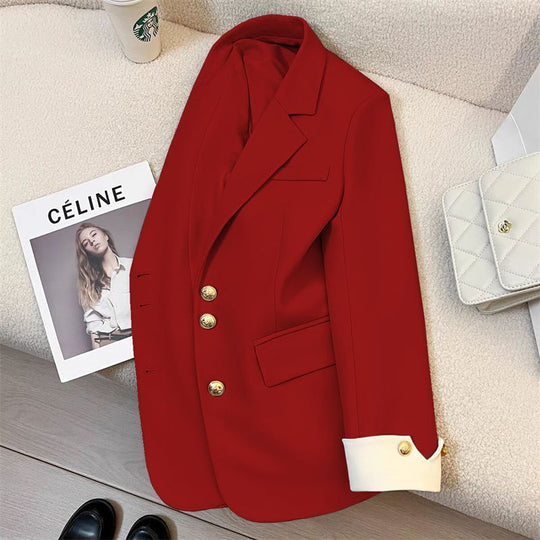 Damen Eleganter Blazer mit Goldknopfdetails Shop Nory