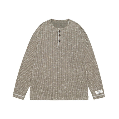 Unisex Gerippter Henley-Pullover mit Knopfleiste und Oversize-Silhouette Shop Nory