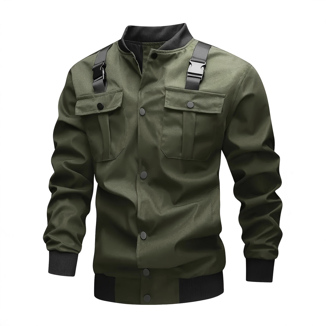 Herren Utility-Bomberjacke mit Brustklappentaschen, Schultergurten und Rippbündchen Shop Nory