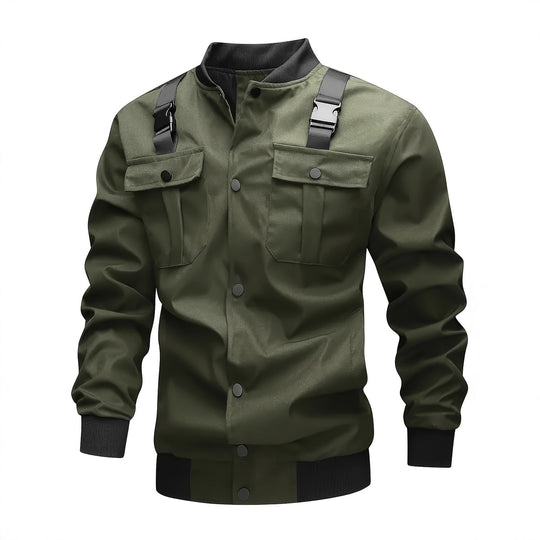 Herren Utility-Bomberjacke mit Brustklappentaschen, Schultergurten und Rippbündchen Shop Nory