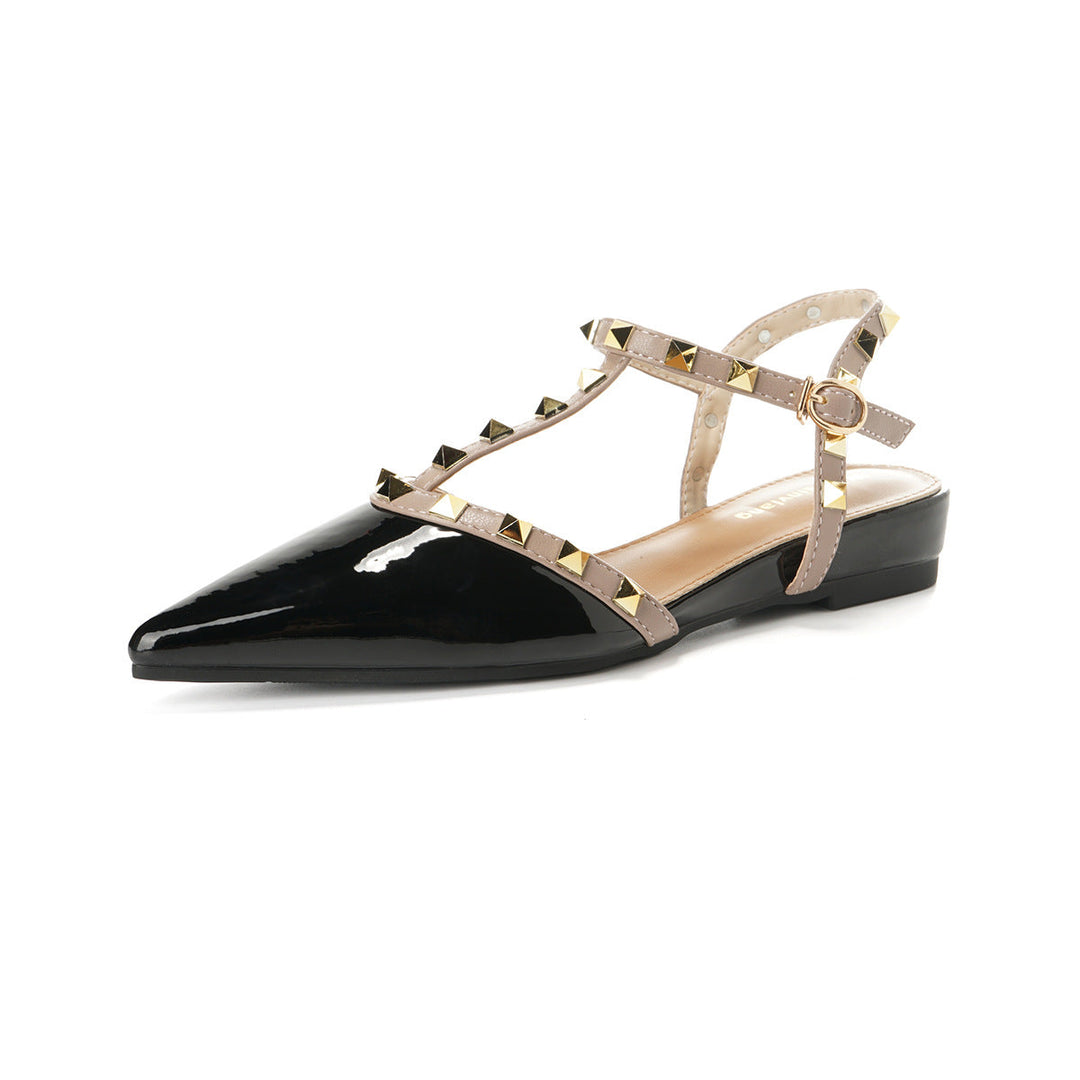 Damen Slingback Ballerinas mit eleganten Nietenapplikationen
