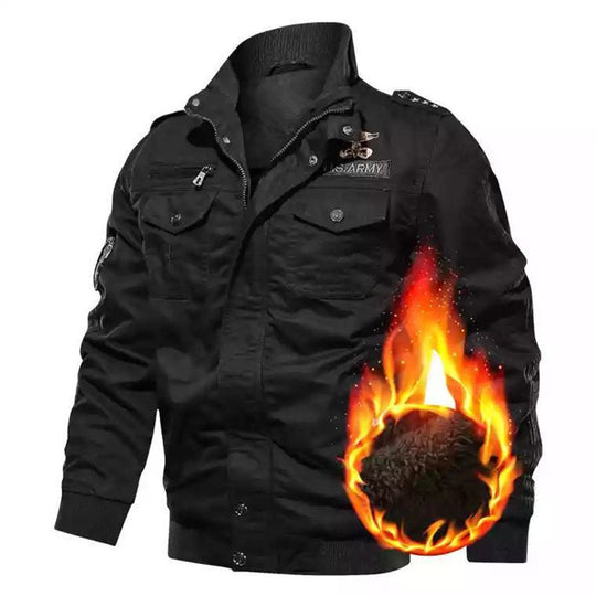 Herren Gefütterte Military-Canvasjacke mit Thermofütterung und Pattentaschen Shop Nory