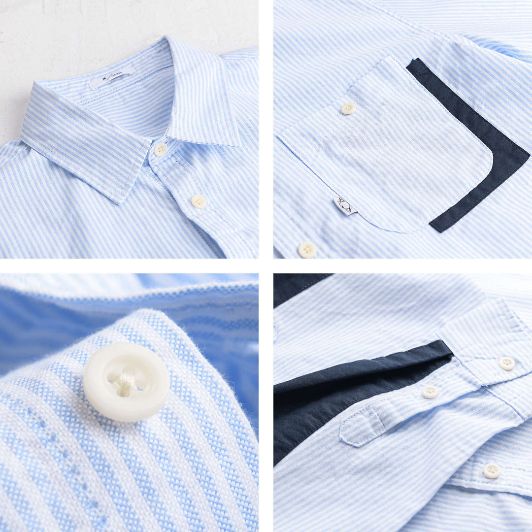 Herren Gestreiftes Overshirt‑Hemd mit Kontrast‑Ellbogenpatches und aufgesetzter Brusttasche Shop Nory
