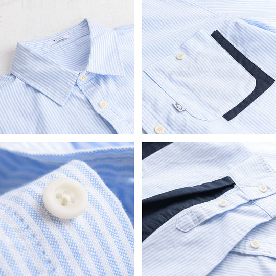 Herren Gestreiftes Overshirt‑Hemd mit Kontrast‑Ellbogenpatches und aufgesetzter Brusttasche Shop Nory