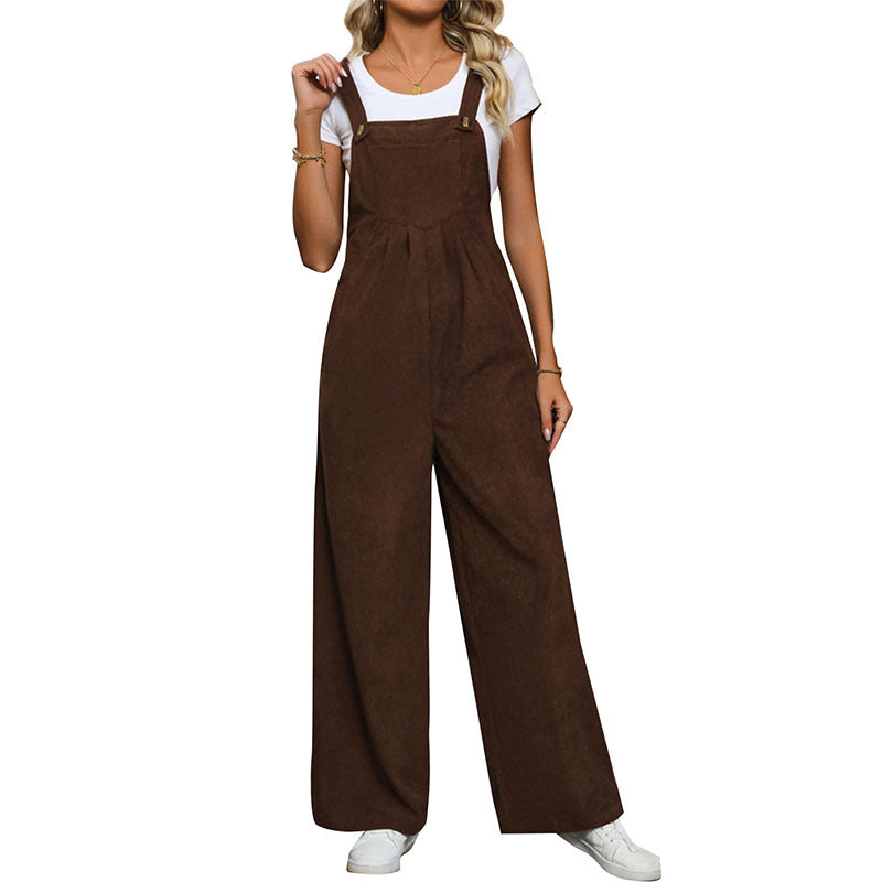Damen Weite Latzhose mit hoher Taille und verstellbaren Trägern Shop Nory