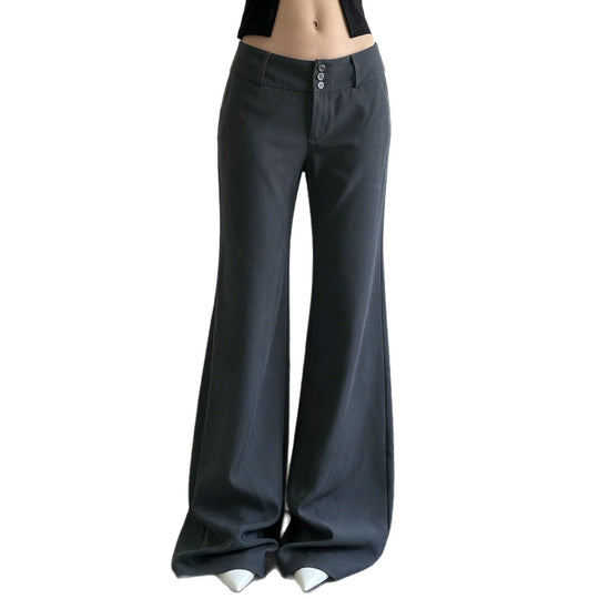 Damen nan hochtaillierte Schlaghose mit weitem Glockenbein und dekorativer Knopfleiste Shop Nory