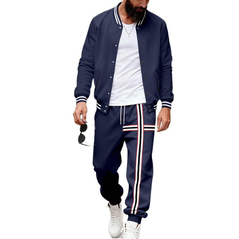 Herren nan sportliches Zweiteiler-Set Bomberjacke und Jogginghose mit seitlichem Kontraststreifen Shop Nory