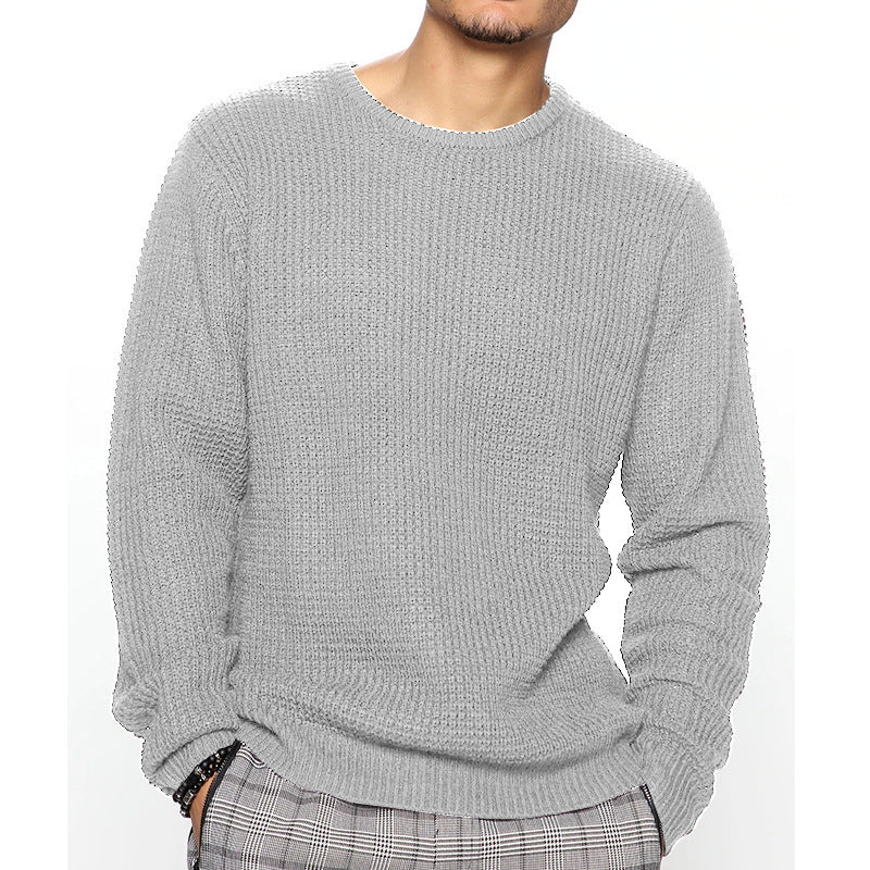 Herren Grobgestrickter Rundhals-Pullover mit Körbchenmuster und Relaxed-Fit Shop Nory