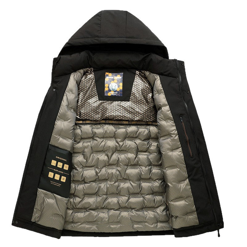 Herren Wattierte Kapuzenjacke mit 3D-Quilt-Innenfutter und wasserabweisender Außenhülle Shop Nory