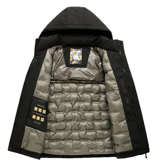 Herren Wattierte Kapuzenjacke mit 3D-Quilt-Innenfutter und wasserabweisender Außenhülle Shop Nory