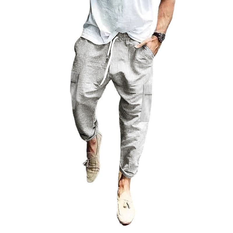 Herren nan Cord-Cargo-Jogginghose mit elastischem Tunnelzugbund, aufgesetzten Klappentaschen und tapered Bein Shop Nory