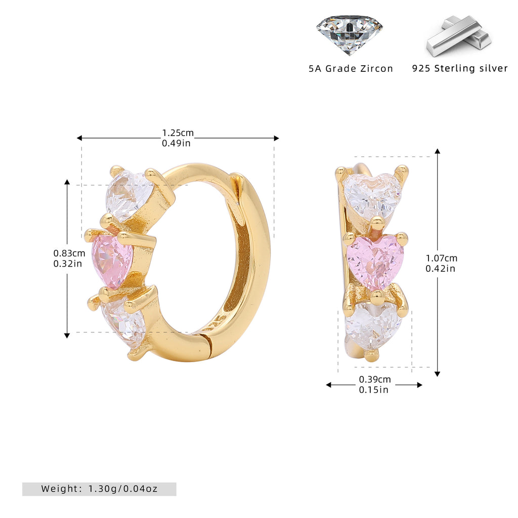 Damen Ohrringe mit funkelnden Herz-Zirkonen aus hochwertigem 925 Sterling Silber Shop Nory