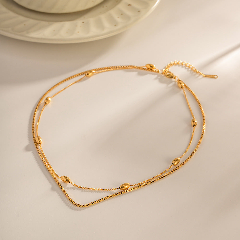 Damen mehrlagige Edelstahl-Halskette mit elegantem Design Shop Nory