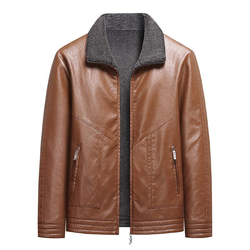Herren Elegante Kunstlederjacke mit hohem Kragen Shop Nory