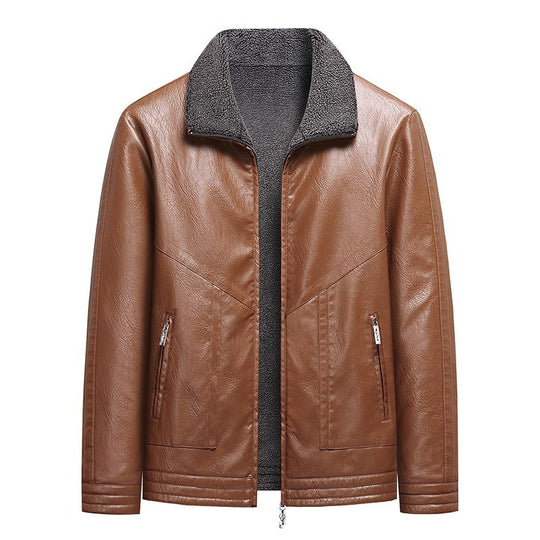 Herren Elegante Kunstlederjacke mit hohem Kragen Shop Nory