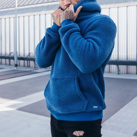 Herren nan sportiver Teddyfleece-Hoodie mit schmaler Passform und Kängurutasche Shop Nory
